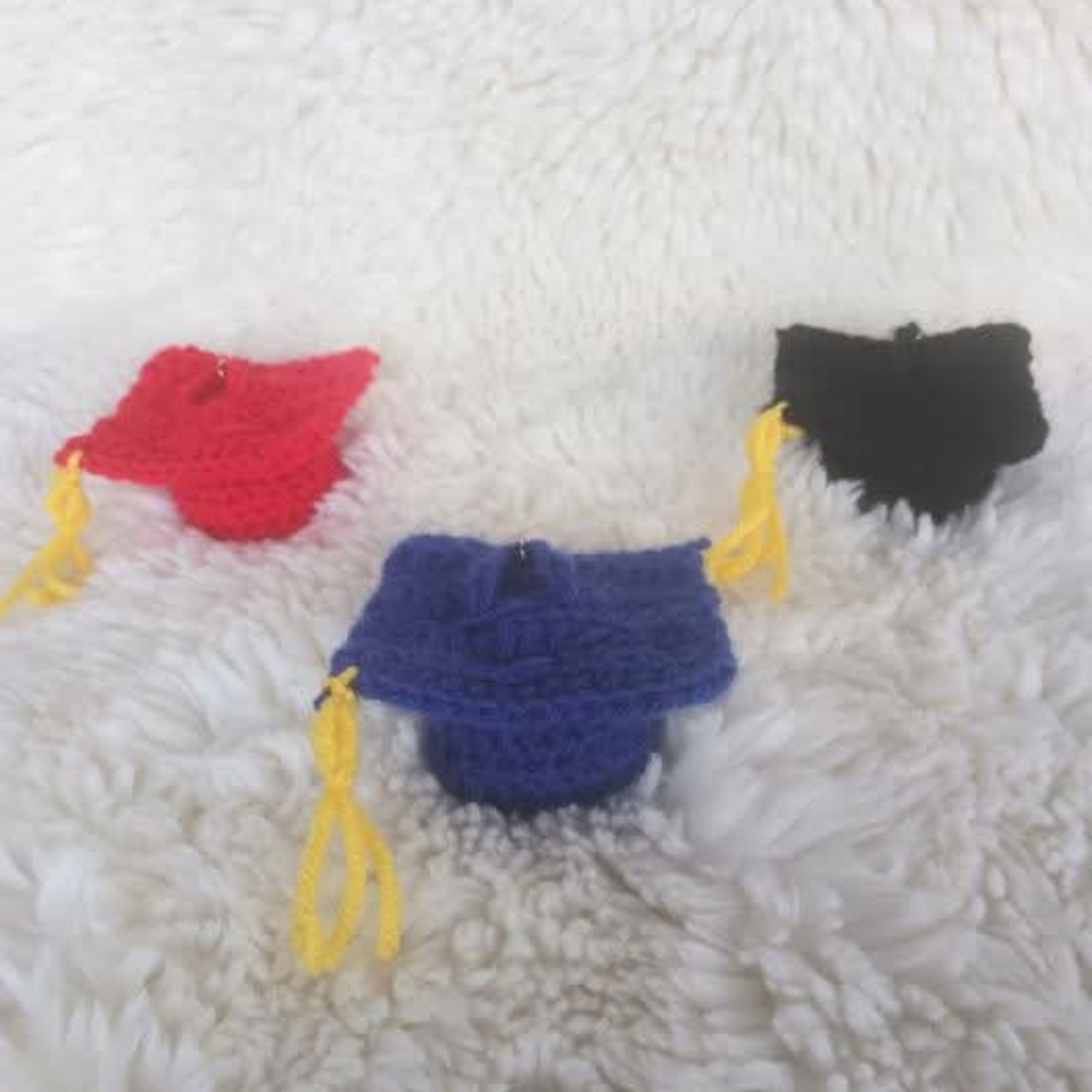 Graduation Cap Keychains for Kids - Red, Blue, Black